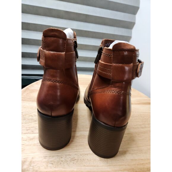 Clarks Leda Strap Heeled Zip-Up Boots | Women’s Size 10 Mahogany - Picture 8 of 11